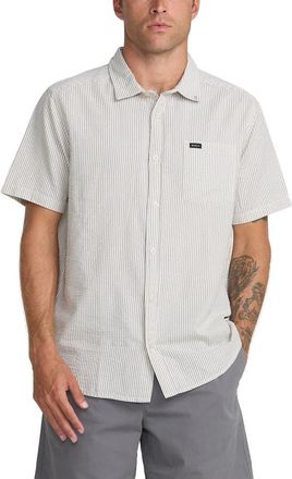 Rvca Thatll Do Seersucker Short Sleeve Button-Up Shirt in Monument at Nordstrom, Size Xx-Large