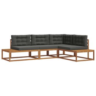vidaXL Conjunto De Sof&aacute;s De Exterior Natural Y Antracita Vidaxl