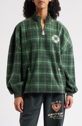 Boys Lie Heavenly Logo Detail Half-Zip Pullover in Green Plaid at Nordstrom, Size X-Small