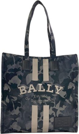 Bally Gray Khaki Nylon Tote Bag (Pre-Owned)