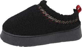 Generic Fuzzy Platform Slippers for Women Indoor and Outdoor, Fur Fleece Lined Fashion Winter House Slippers Shoes, Comfortable Slip on Ankle Boots,Black,3.5 