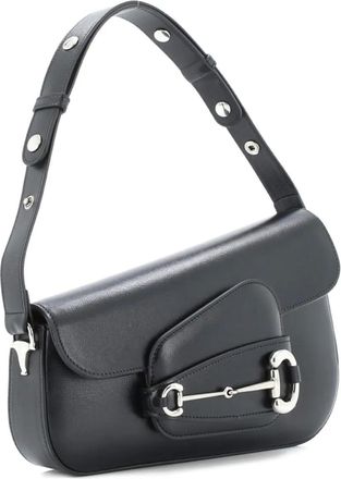 Gucci Horsebit 1955 Asymmetric Leather Small shoulder bag - Zwart