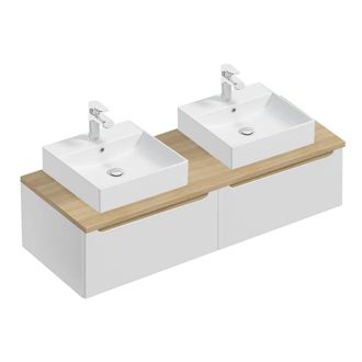 Petits Meubles Mueble lavabo 2 cajones estratificado Blanco