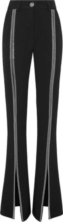 Philipp Plein Broeken, Dames, Zwart, M, Polyester, Cady High Waist Broeken Crystal met Kristallen