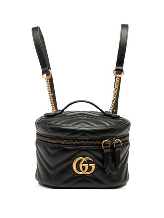 Gucci 2016-2025 Mini GG Marmont Matelasse Leather Round backpack - unisex - Calf Leather/Leather - One Size - Black