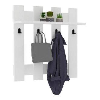 Dmora Perchero Serpico, 4 Ganchos, Montaje En Pared, 70h Cm Blanco