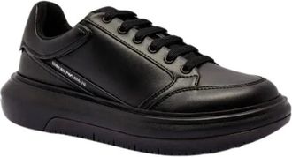 Emporio Armani Sneakers, male, Black, 11 UK, Black Trainers Stylish Eagle Detail