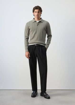 Mango Pullover polo maglia texture verde pastello - Uomo - XXL - MANGO MAN