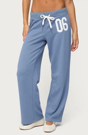 Edikted 06 Wide Leg Cotton Blend Drawstring Sweatpants in Blue at Nordstrom, Size X-Large