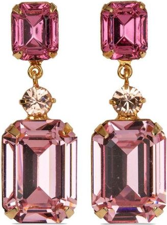 Jennifer Behr Justine crystal-embellished earrings - women - Emerald/18kt Gold Plated Brass/Crystal - One Size - Pink