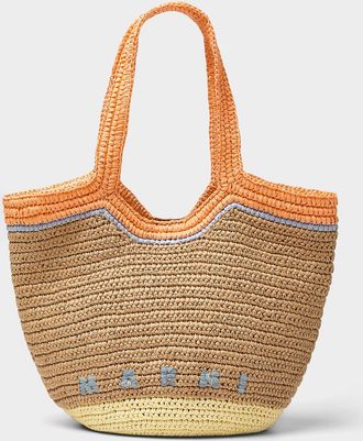 Marni Mens Pastel raffia Tote Bag