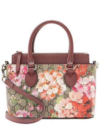 Gucci Beige Gg Supreme Canvas Blooms Mini Zip Tote (Authentic Pre-Loved)