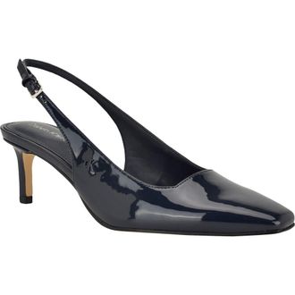 Calvin Klein Sorena Slingback Kitten Heel Pump in Navy Patent at Nordstrom, Size 9.5