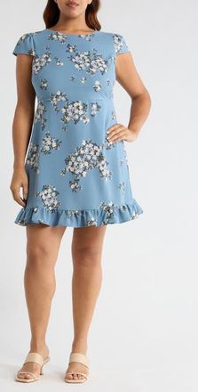 Sugarlips Moxie Floral Ruffle Minidress in Blue-Multi at Nordstrom, Size 1 X