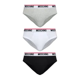 Moschino Ondergoed, Heren, Grijs, M, Katoen, Driepak katoenen slips
