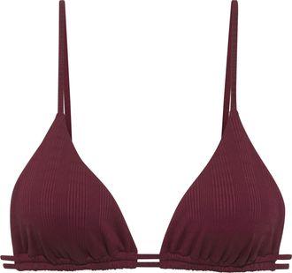 Copenhagen Triangel-Bikini-Top COPENHAGEN STUDIOS Nela, Damen, Gr. 36, Cup C/D, rot (weinrot), Rippware, Recycling-Polyamid, strukturiert, unifarben, Bikini-Ober