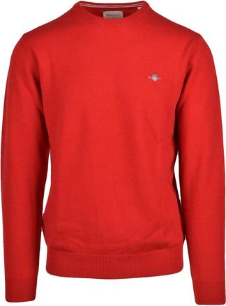 GANT Vibrant Red Crewneck Pullover In 100% Wool
