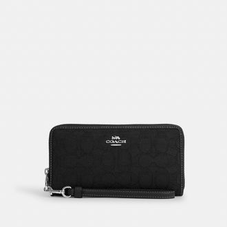 Coach Long Zip Around Wallet In Signature Jacquard