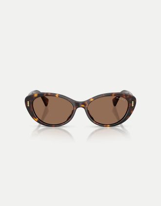 Ralph Lauren occhiali da sole ovali con lenti marroni color havana scuro-Marrone