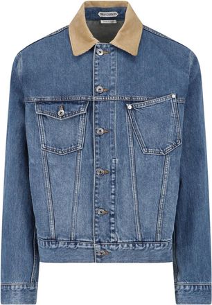 J.W.Anderson Blue Contrast Corduroy Collar Denim Jacket