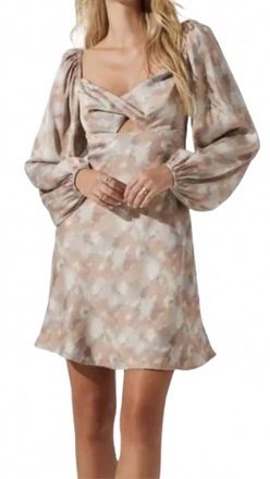 Astr Satin Twist Mini Dress In Taupe Mauve
