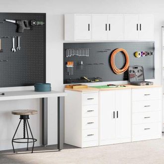 vidaXL Vidaxl Armarios 2 Uds Para Garaje Madera De Ingenier&iacute;a Blanco