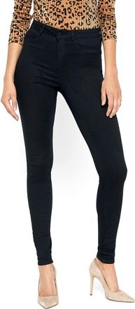 Noisy May Noisy may Callie Skinny Fit High Waisted Denim Jeans, Black Denim, 30W x 30L