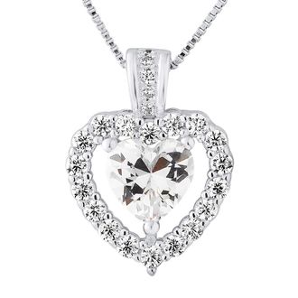 Lola Van Der Keen Solitaire hanger hart zirkoniumoxide Joaillerie zilver 925 wordt geleverd met een ketting aangeboden