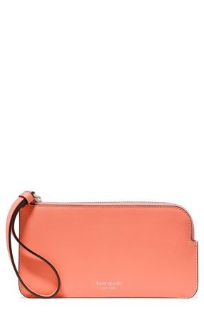 Kate Spade New York small zippy pebble leather wristlet in Melon Ball at Nordstrom