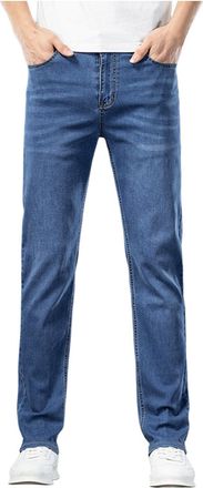 Generic Mens Slim Straight Jeans - High Waisted Classic Vintage Casual Slim Chic Everyday Versatile Simple Streetwear Comfortable Regular Temperament Pants Ch