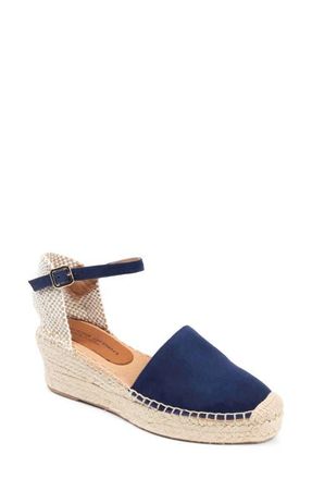 Patricia Green Sahara Ankle Strap Espadrille Wedge in Navy Suede at Nordstrom, Size 7