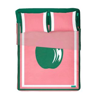 Benetton Set de 4 s&aacute;banas en algod&oacute;n rosa y verde