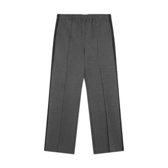 Miu Miu Straight Trousers, female, Gray, 2XS, Fabric Stitch Knit Trousers