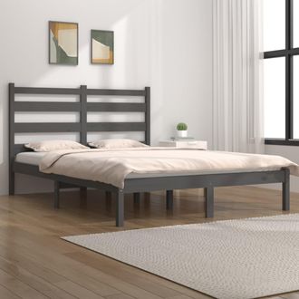 vidaXL Vidaxl - Estructura De Cama De Madera Maciza De Pino Gris 200x200 Cm
