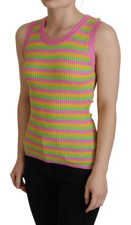 Dolce & Gabbana Womens Multicolor Silk Vest Pullover Tank Top