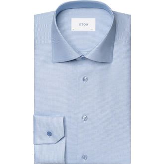 Eton Contemporary Fit Semisolid Cotton Dress Shirt in Blue at Nordstrom Rack, Size 18