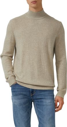 s.Oliver Stehkragenpullover S.OLIVER, Herren, Gr. XXL, ecru, Strick, Obermaterial: 50% Wolle, 50% Polyamid, unifarben, regular fit normal, ohne Ausschnitt, Rip