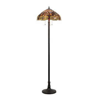Chloe Lighting DRAGAN Tiffany-style 3 Light Dragonfly Floor Lamp 18 Shade