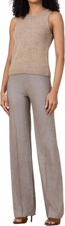 Avenue Montaigne Flavia Linen Pants In Melange Mushroom