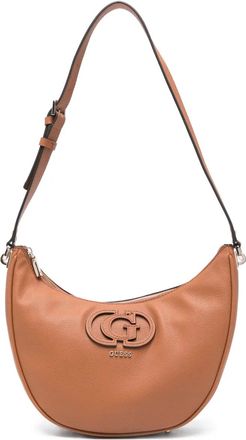 Guess Co logo-plaque crescent shoulder bag - Brown