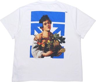 Off-white SS21 Printing Round Neck Pullover Short Sleeve Loose Fit White OMAA038S21JER0070140