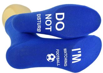 Generic Do Not Disturb I Am Watching Football Sole Print Blue Socks Mens Size UK 5-12