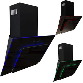 Sia 60cm Black Angled 3 Colour Edge Lit Cooker Hood Extractor Fan - AGE61BL