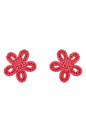 Oscar De La Renta Woven Flower Earrings in Rose at Nordstrom