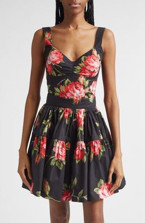 Dolce & Gabbana Rose Bouquet Bustier Top in Bouquet Rose F.nero at Nordstrom, Size 40