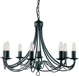 Searchlight Lampadario Industrial-nordico Maypole Acciaio Nero 8 Luci E14