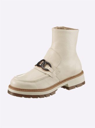 Heine Stiefelette HEINE, Damen, Gr. 35, beige (creme), Glattleder, Leder, Rindsleder, Synthetik, Schuhe Stiefelette