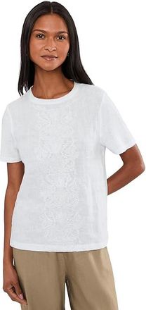 Tommy Bahama Noble Pineapple Emb T-Shirts Womens Clothing White : LG (US 12-14), Linen/Modal/Tencel
