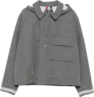 Thom Browne Hooded Mariner Jacket - Heren - Zomerjassen - Grijs - XL - Katoen - Jassen