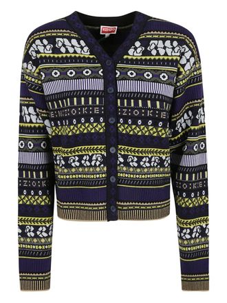 Kenzo patterned button cardigan - Blu